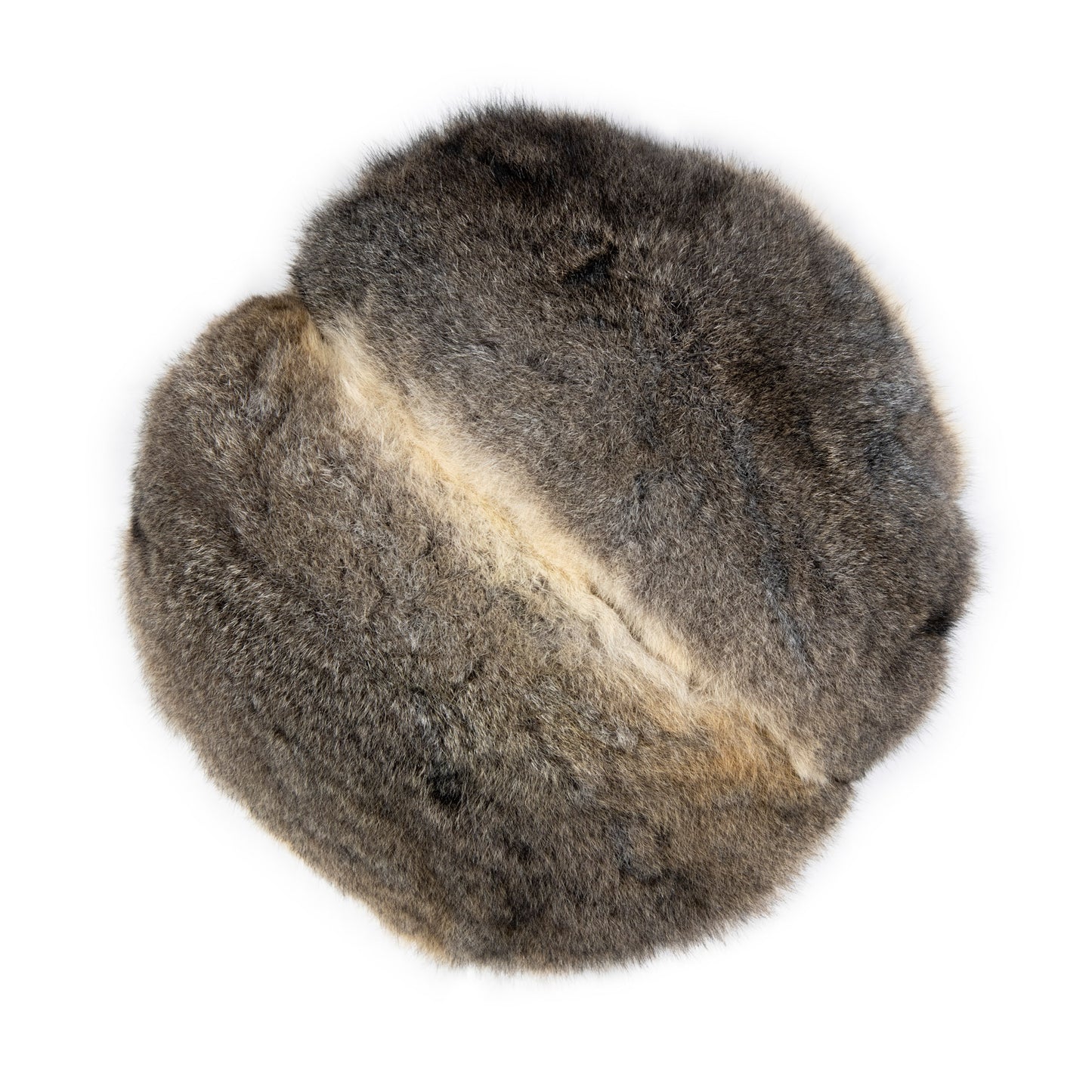 Bec Leather Possum Fur Cushion. Circle cushion.