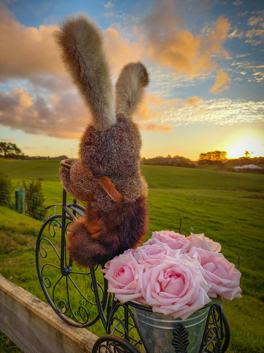 Possum fur bunny soft toy. Made in NZ